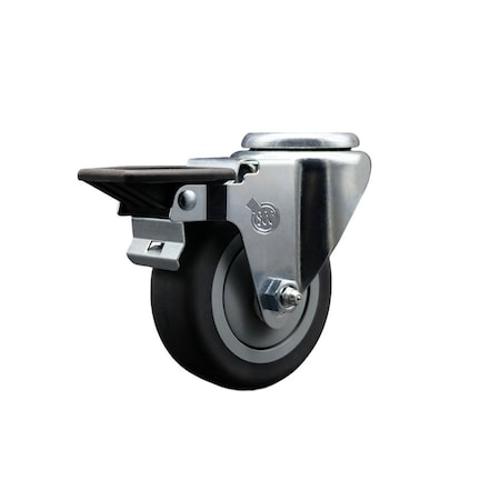 Service Caster 3.5'' Thermo Rubber Wheel Swivel Bolt Hole Caster with Posi Lock Brake SCC-BH20S3514-TPRB-PLB